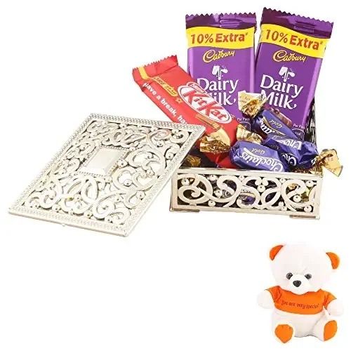 SFU E Com Dairy Milk & Nestle Chocolate Gift Box Valentine Love Teddy Bear with Chocolate Combo Valentine Chocolate Hamper 197