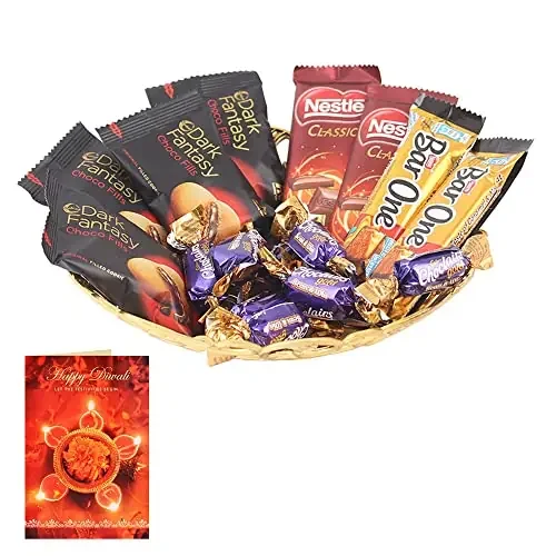 SFU E Com Nestle and Dark Fantasy Chocolate Gift Hamper Diwali Chocolate Gift Premium Diwali Chocolate Gift with Greeting Card Chocolate Gift for Diwali New Year Wishes 1079