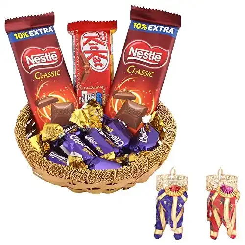SFU E Com Nestle Chocolates Gift Hamper Diwali Chocolate Gift Premium Elephant Set of 2 Candle with Chocolate Hamper Chocolate Gift Hamper 299