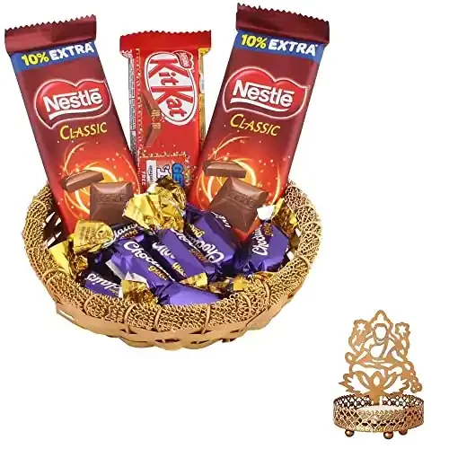 SFU E Com Nestle Chocolates Gift Hamper Premium Diwali Chocolate Gift laxmi ji Shadow Candle Holder with Chocolate Hamper Chocolate Gift Hamper 299