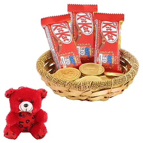 SFU E Com Nestle Kit kat Choco Hamper Valentine Teddy Bear with Chocolate Combo Valentine Chocolate Hamper 311
