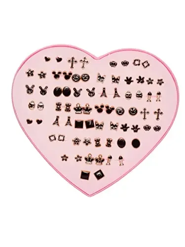 Shining Diva Fashion Latest Stylish 36 Pairs Combo Set Stud Earrings for Women and Girls (12295er) Black One One Metal No Gemstone