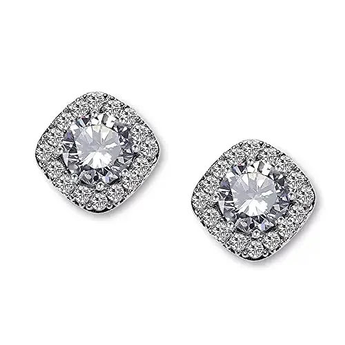Shining Diva Fashion Latest Stylish Austrian Crystal Solitaire Stud Earrings for Women and Girls (14632er) One Metal No Gemstone