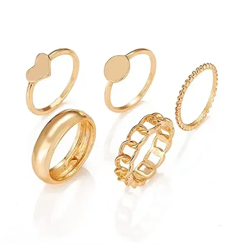 Shining Diva Fashion Latest Stylish Metal Boho Midi Finger Ring for Girls – Set of 5 (D13032r) Golden
