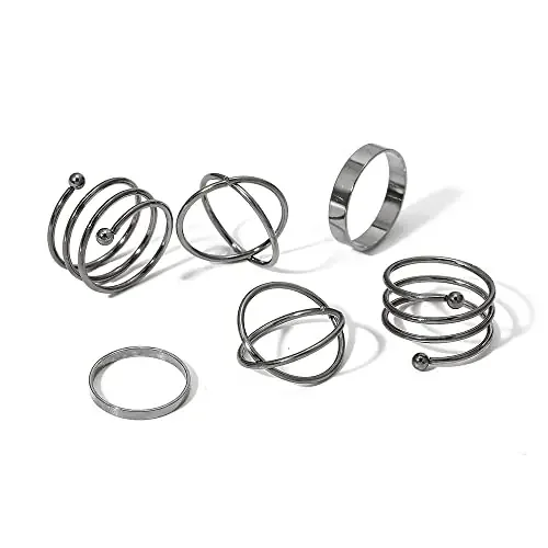 Shining Diva Fashion Latest Stylish Metal Boho Midi Finger Ring for Girls – Set of 6 (rrsd14495r) Grey Metal No Gemstone