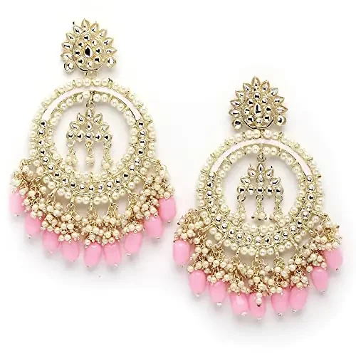 Shining Diva Fashion Latest Stylish Traditional Kundan Chandbali Earrings for Women and Girls