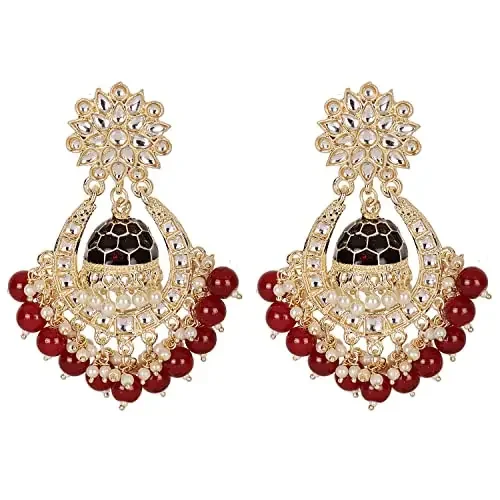 Shining Diva Fashion Latest Stylish Traditional Kundan Chandbalis Earrings for Women and Girls