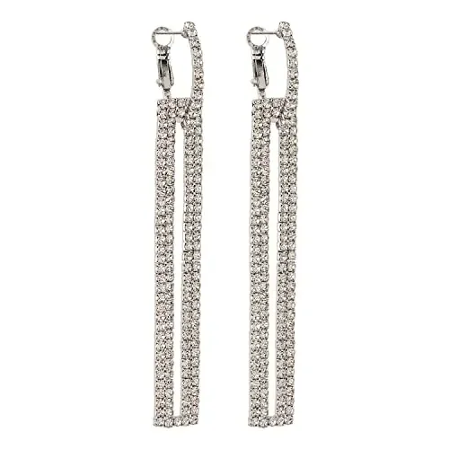 Shining Diva Fashion Latest Stylish Western Austrian Crystal Earrings for Women and Girls (11857er) Silver One Metal No Gemstone