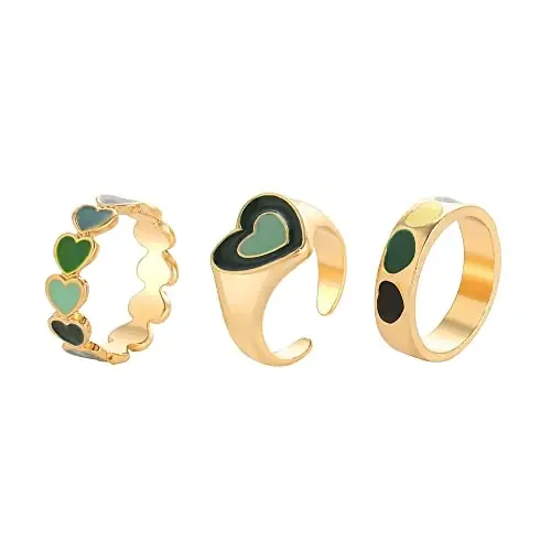 Shining Diva Fashion Latest Stylish Y2k Aesthetic Metal Chunky Finger Ring for Women and Girls (rrsd14379r) Set of 3 Metal No Gemstone