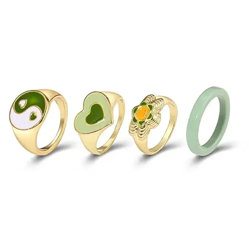 Shining Diva Fashion Latest Stylish Y2k Aesthetic Metal Midi Finger Ring for Women and Girls (rrsd14504r) Set of 4 Metal No Gemstone