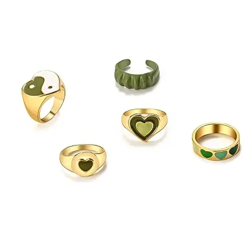 Shining Diva Fashion Latest Stylish Y2k Aesthetic Metal Midi Finger Ring for Women and Girls (rrsd14427r) Set of 5 Metal No Gemstone