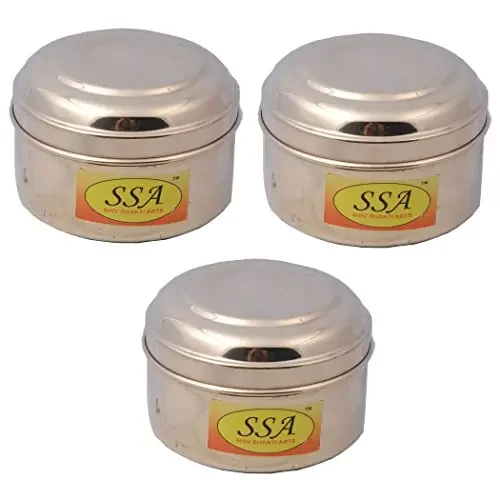 SHIV SHAKTI ARTS Handmade Pure Set Of 3 Brass Box No 4 For Storage Purpose Dry Fruit Store Small Jewellery Store