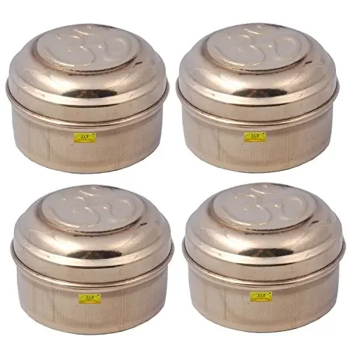 SHIV SHAKTI ARTS Handmade Pure Set Of 4 Brass Box No 1 For Storage Purpose Dry Fruit Store Small Jewellery Store