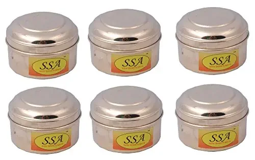 SHIV SHAKTI ARTS Handmade Pure Set Of 6 Brass Box No 3 For Storage Purpose Dry Fruit Store Small Jewellery Store