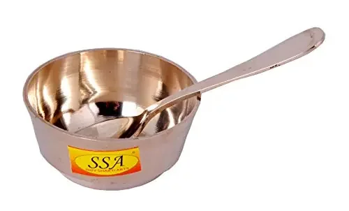 Shiv Shakti Arts Pure Bronze Kansa Bowl Katori with Spoon for Serving Food Tableware(Kansi Luxury Design Vol – 150 ML) – 1 Piece