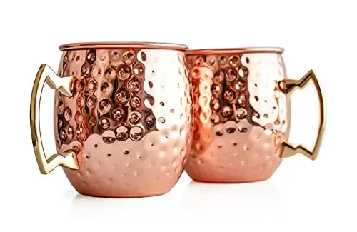 Shiv Shakti Arts Pure Copper Moscow Mule Copper Mug Classic Hammer Design – 500 Ml – 2 Pieces Set