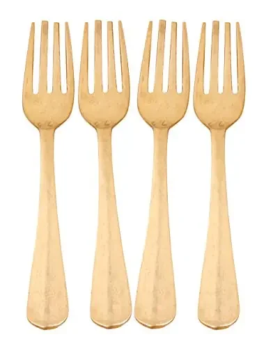 Shiv Shakti ArtsÂ® Brass Fork – Tableware – Cutlery Set (Heavy Gauge – 7.2″ Inch) – Set of 4 Pieces