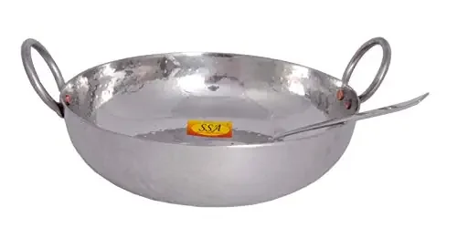 Shiv Shakti ArtsÂ® Multi Utility – Heavy Gauge – Stainless Steel Kadhai with Serving Spoon & Riveted Handle for Serving & Cooking Food in Home Hotles & Resturants(No.2 2500 ml – Hammer Design)