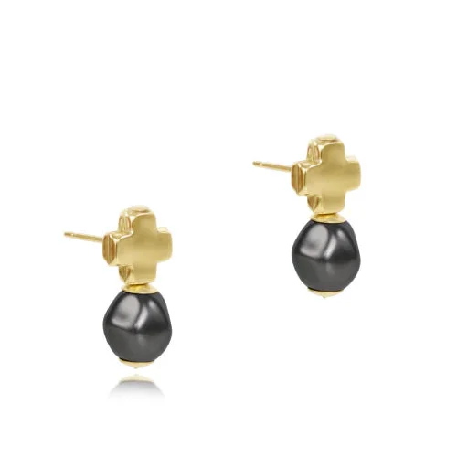 Signature Cross Gold Stud – Pearl Dark Grey