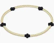 Signature Cross Small Gold Pattern 2mm Bead Bracelet Navy