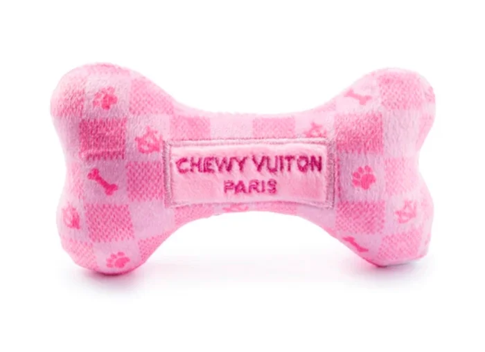 Small Pink Checker Chewy Vuiton Bone