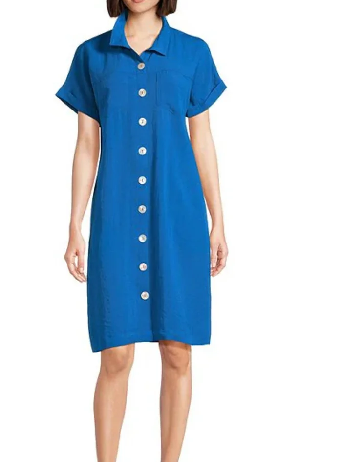 Solid Blue Camp Dress