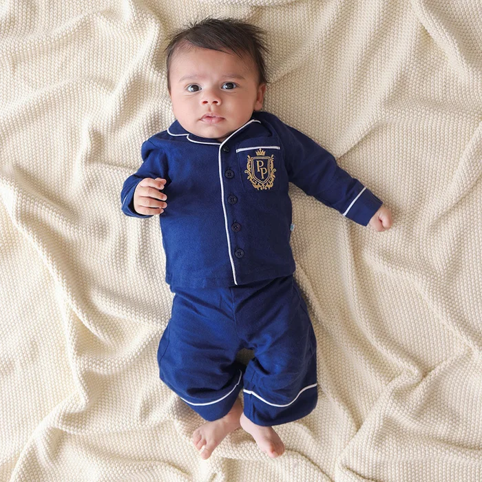 Solid Blue Flannelette Luxe Pajamas | Navy