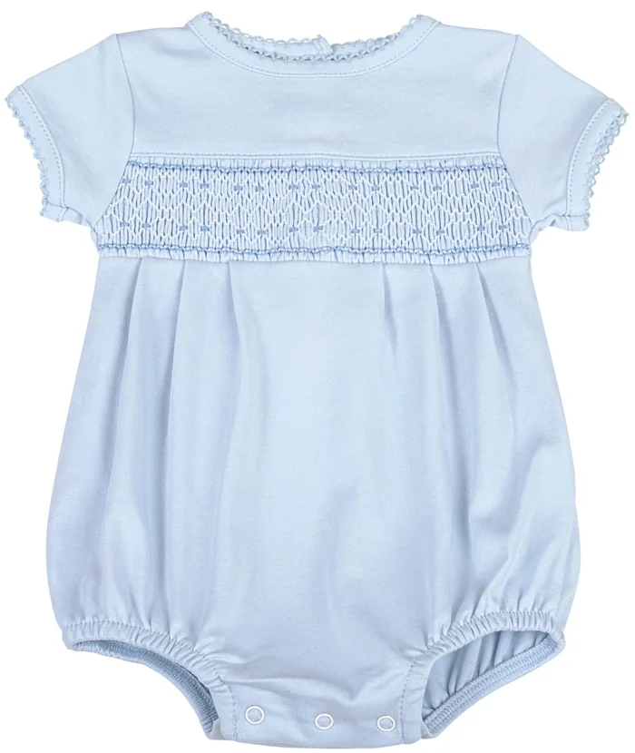 SOLID BLUE SMOCKED BUBBLE
