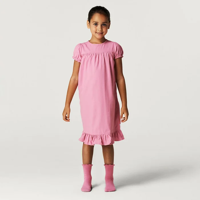Solid Pink Short Sleeve Cruisin’ Pink Flannelette Nightgown | Posh Peanut®