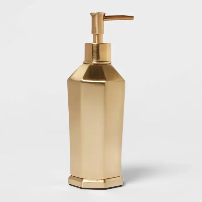 Solid Soap Pump Faceted Gold – Threshold™ Iron Construction, 8.4oz, Traditional Decor, Spot Clean