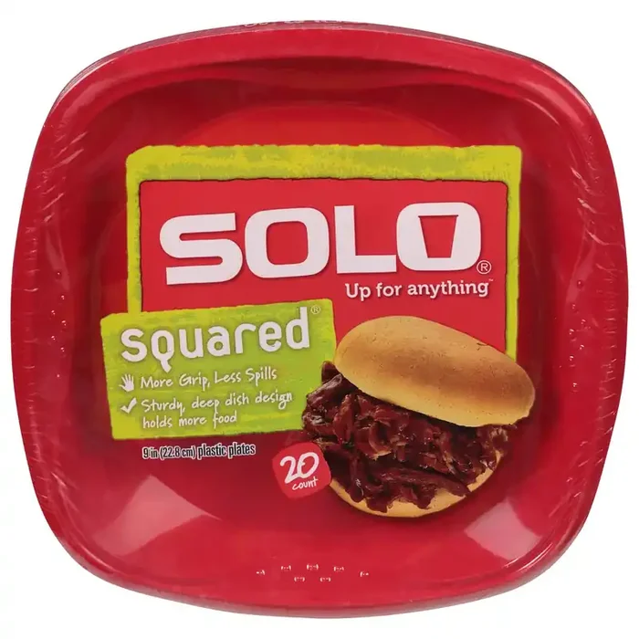 Solo 9 inch Squared Plastic Plates 20 ea