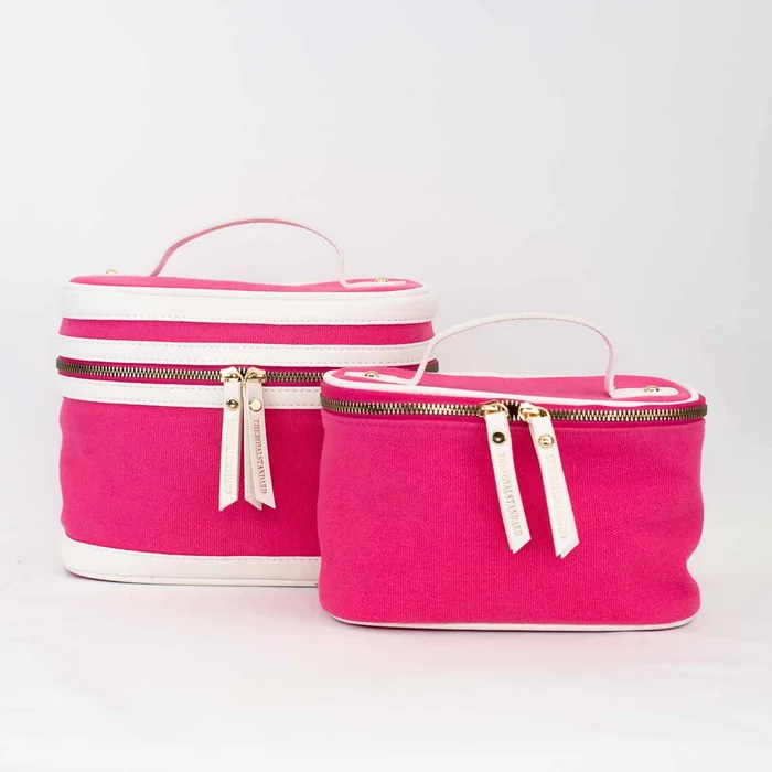 SORTINO TRAIN CASE SET HOT PINK/WHITE