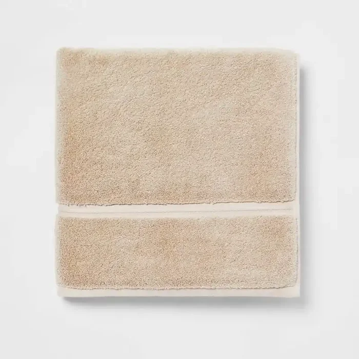 Spa Plush Bath Towel Almond – Threshold™ Microfiber, Machine Washable, Non-Slip Backing