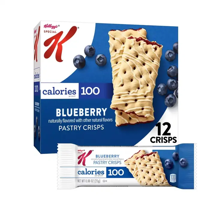 Special K Bar Pastry Crisps, 100 Calorie Snacks, Breakfast Bars, Blueberry, 5.28oz Box, 12 Crisps