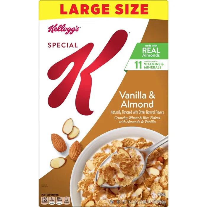 Special K Kellogg‘s Special K Breakfast Cereal, Fiber Cereal, Family Breakfast, Vanilla and Almond, 16.1oz Box (1 Box)