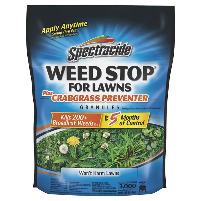 Spectracide Weed Stop for Lawns Plus Crabgrass Preventer Granules.