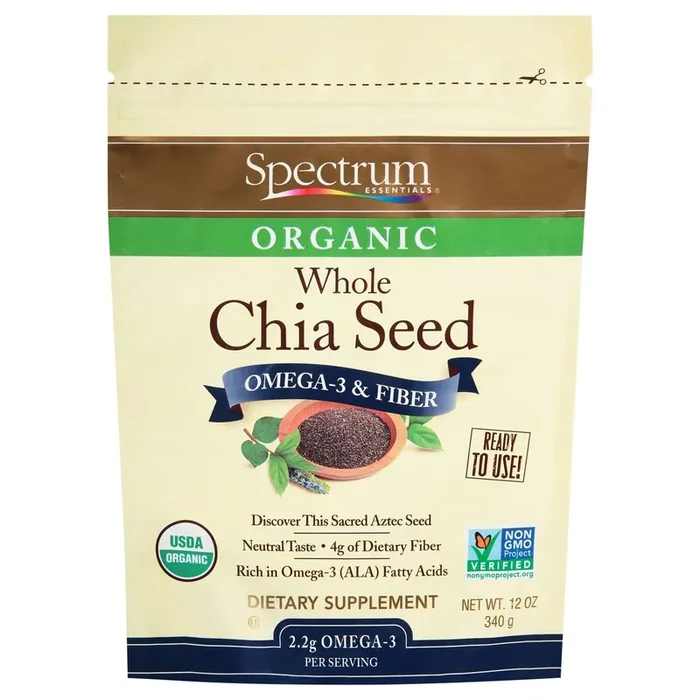 Spectrum Essentials Organic Whole Chia Seed Dietary Supplement – 12 oz