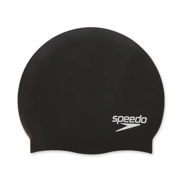 Speedo Adult Silicone Cap – Black Swimming Hat, One Size Fits Most