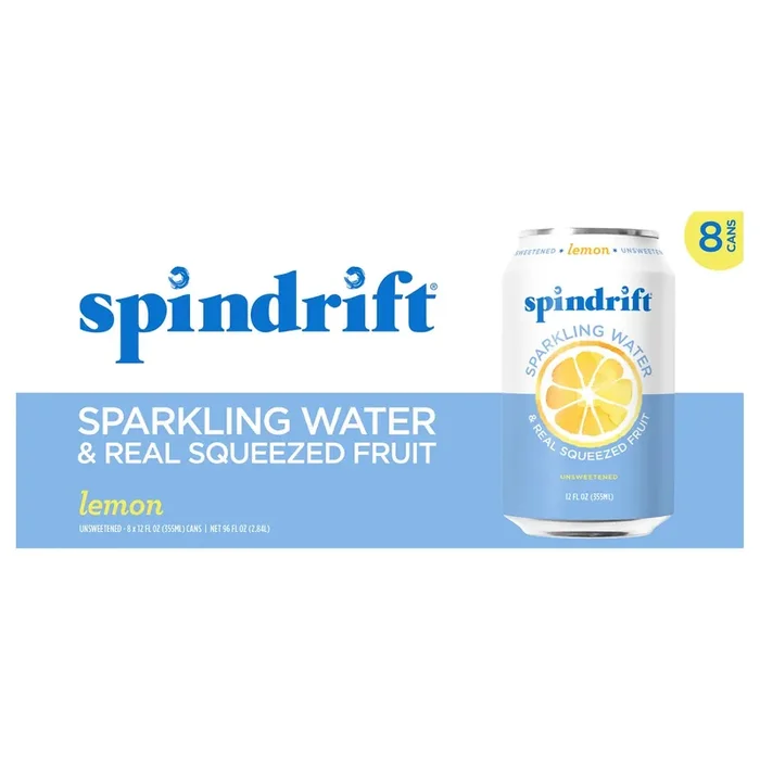 Spindrift Lemon Sparkling Water – 8 ct; 12 fl oz