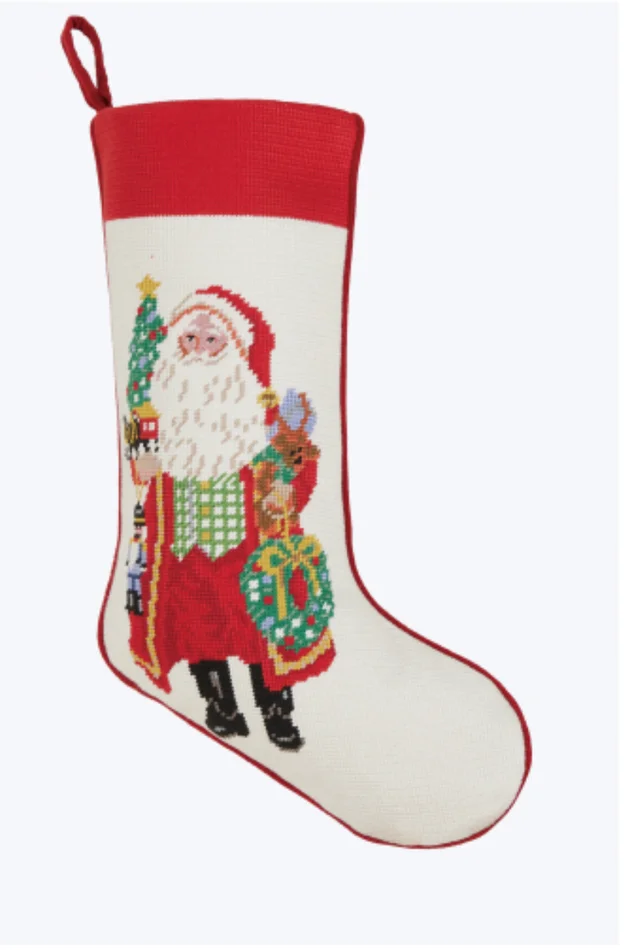 SPIRITS BRIGHT NEEDLEPOINT STOCKING