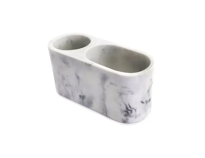 Splash Home Truo Marble Vanity Organizer + Toothbrush Holder