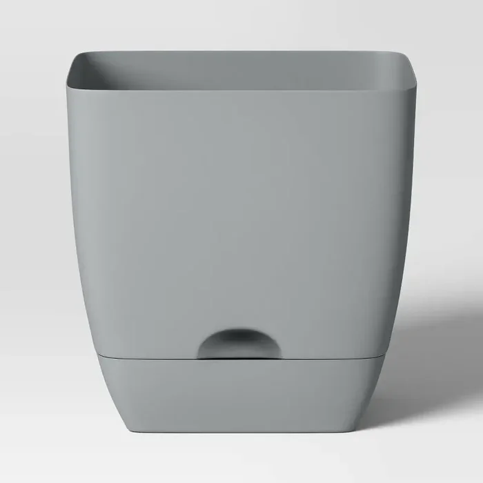 Square Self-Watering Plastic Indoor Outdoor Planter Pot Gray 10″x10″ – Room Essentials™