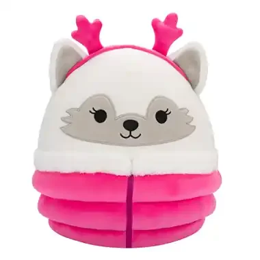 Squishmallows White Fox With Pink Puffer Jacket