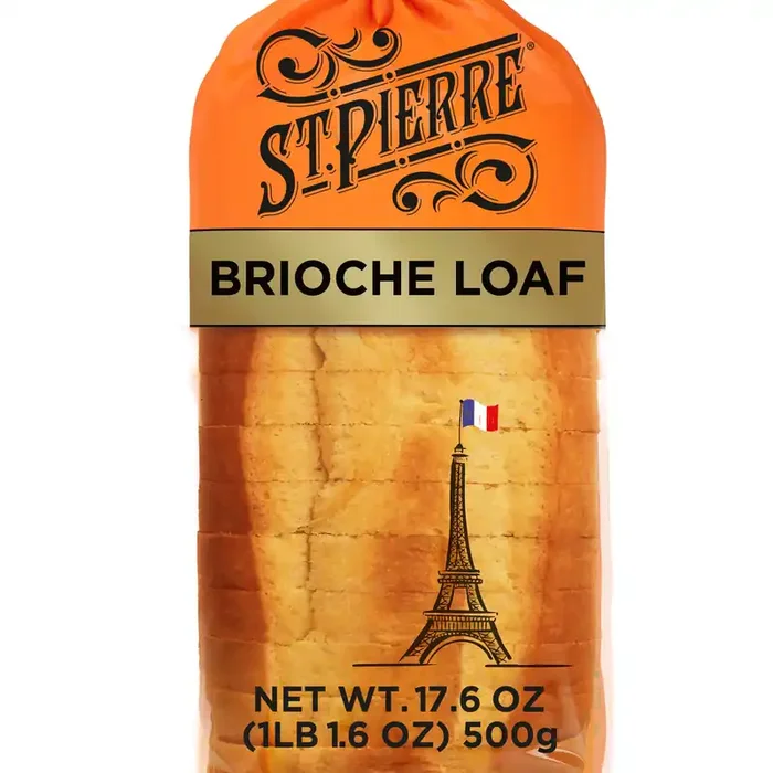 St Pierre Brioche Loaf, 17.6 oz, Pre-sliced Bread Loaf, Bag