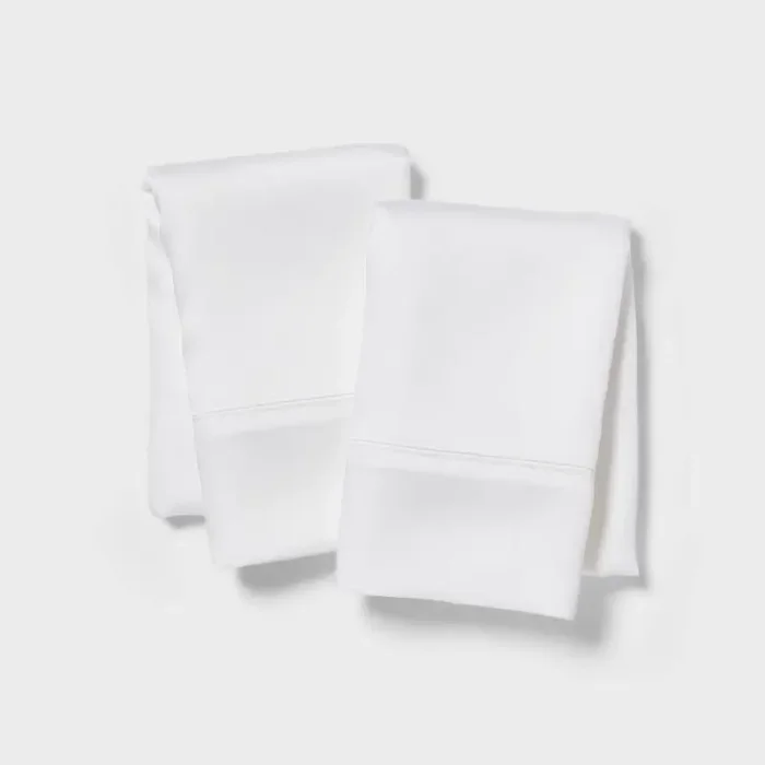 Standard 320 Thread Count Cool TENCEL® Lyocell Pillowcase White – Threshold™ Satin Weave, No Closure, 2-Pack Set
