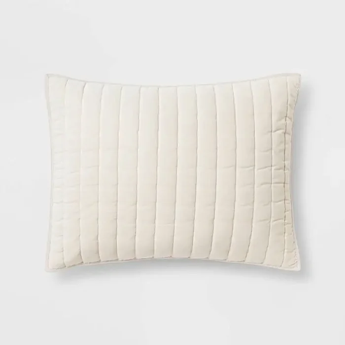 Standard Channel Stitch Velvet Quilt Sham Cream – Threshold™ OEKO-TEX Certified, Cotton Backing, Machine Washable