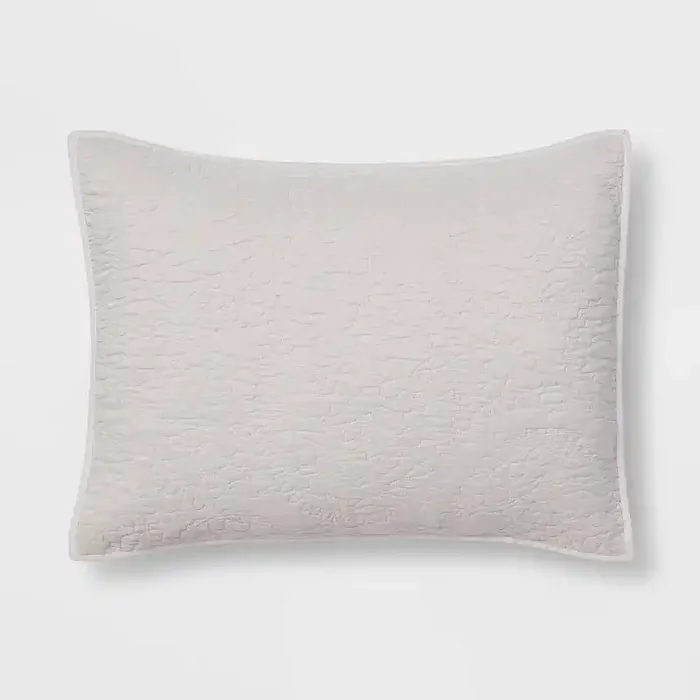 Standard Garment Washed Paisley Stitch Quilt Sham Light Gray – Threshold™ OEKO-TEX Certified, Microfiber, No Flange