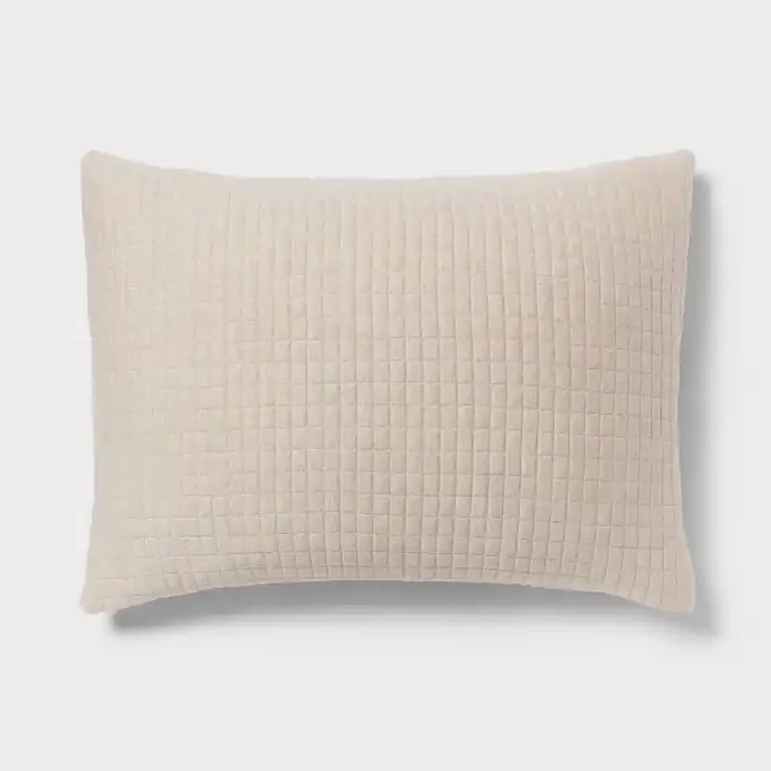 Standard Jersey Quilt Sham Oatmeal – Threshold™ Cotton Knitted, Check Jacquard Design, Machine Washable