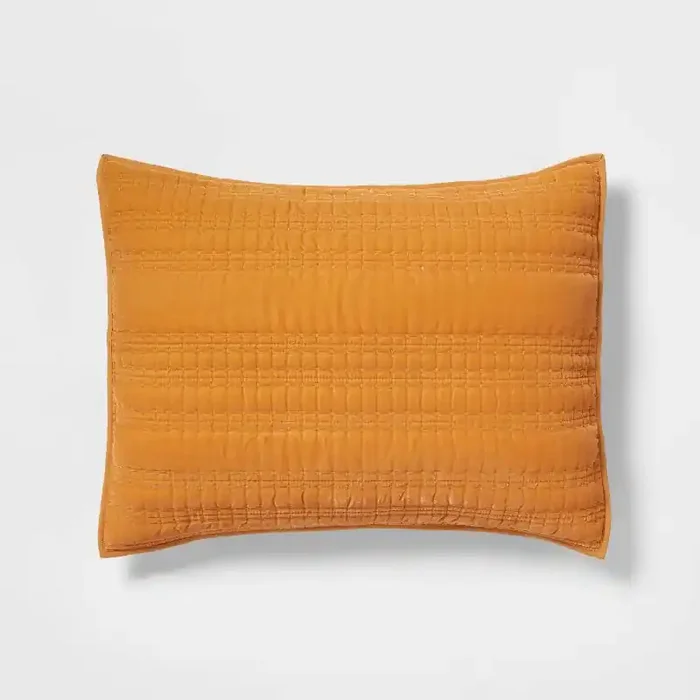 Standard Lofty Velvet Quilt Sham Dark Gold – Threshold™ OEKO-TEX Certified, Polyester, Machine Washable
