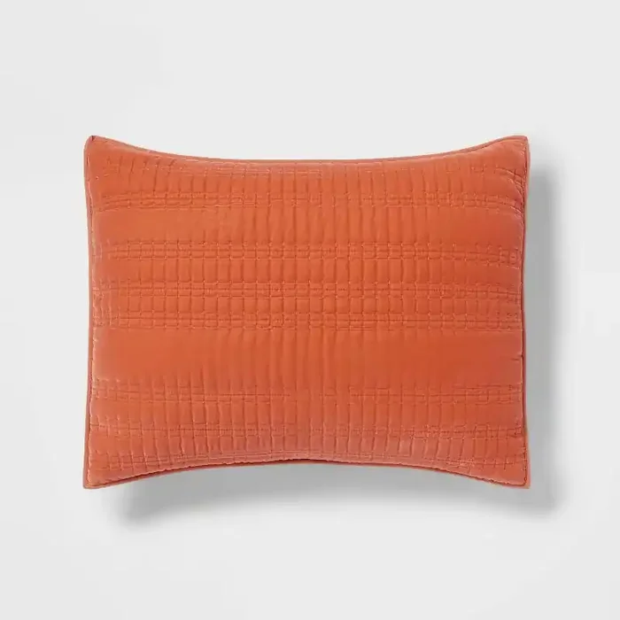 Standard Lofty Velvet Quilt Sham Terracotta/Bronze – Threshold™ OEKO-TEX Certified, Polyester, Machine Washable